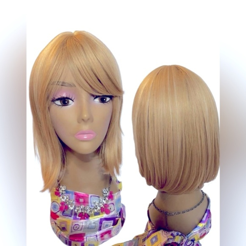 Synthetic honey blonde highlight Bob Wig